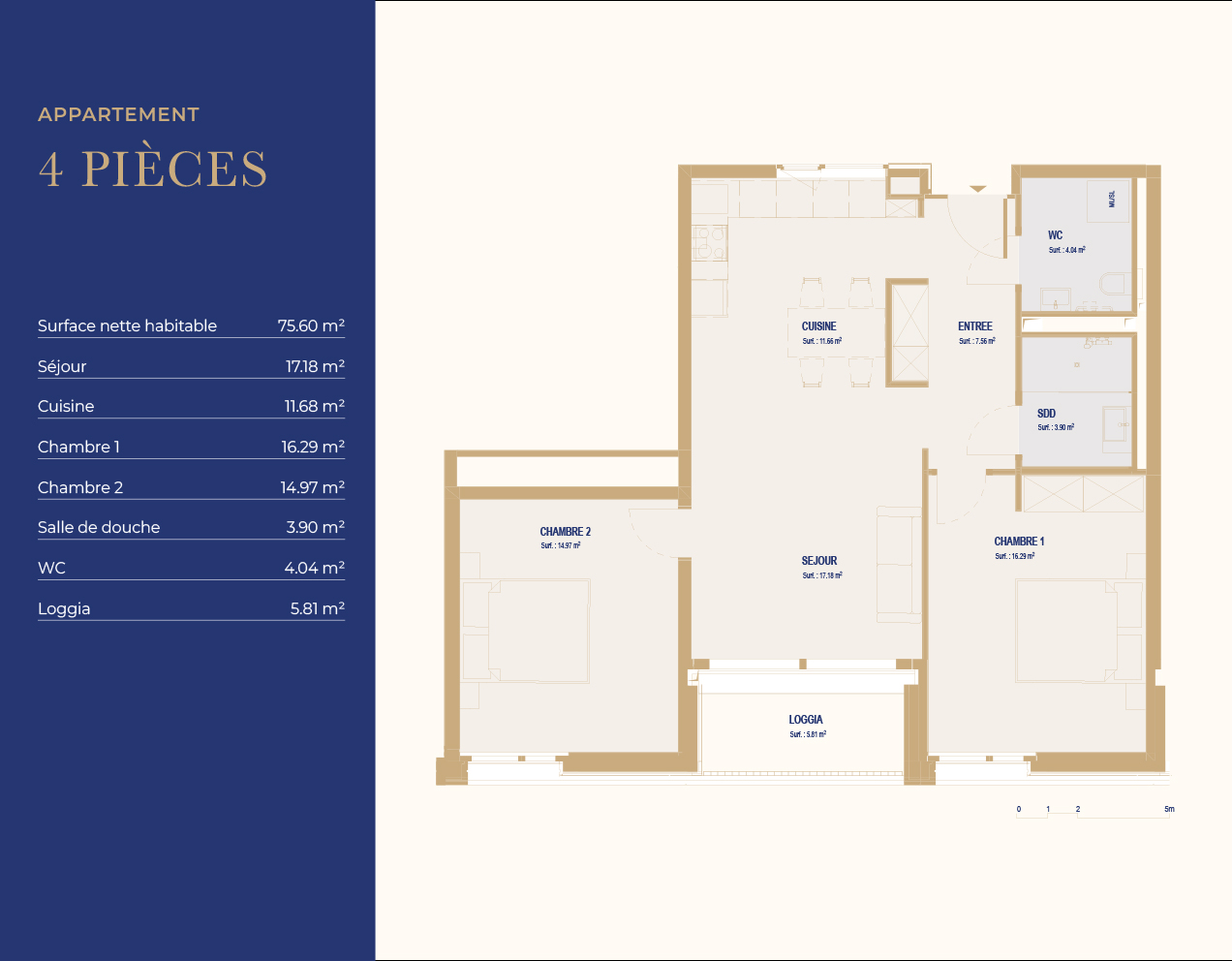 Plan de l'appartement 4 pièces